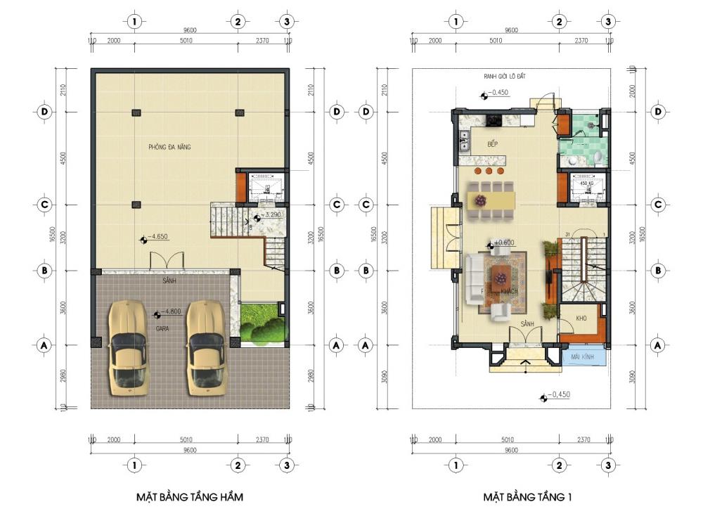 Hầm, T1 biệt thự