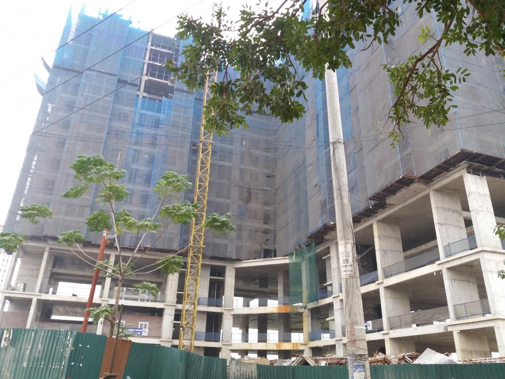Tòa đã hoàn thiện, tòa đang sơn, tòa thi công mặt sàn tầng 16, tòa thi công mặt sàn tầng 24