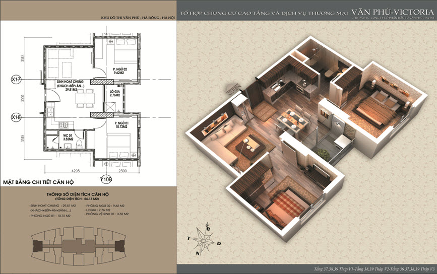 Thiết kế căn hộ 56.13 m2