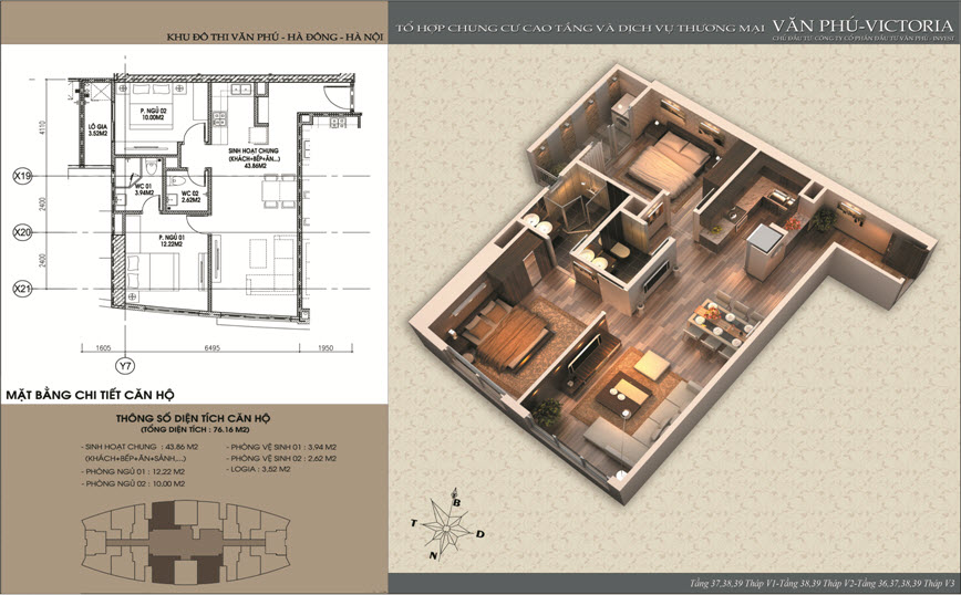 Thiết kế căn hộ 76.16 m2