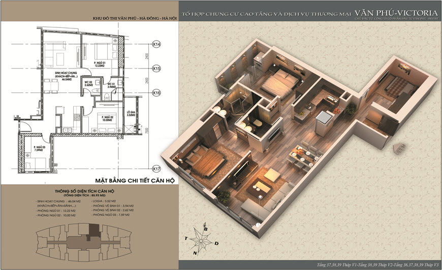 Thiết kế căn hộ 85.93 m2