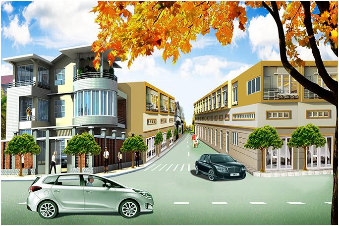 Phối cảnh đường nội bộ của dự án phú xuân 2