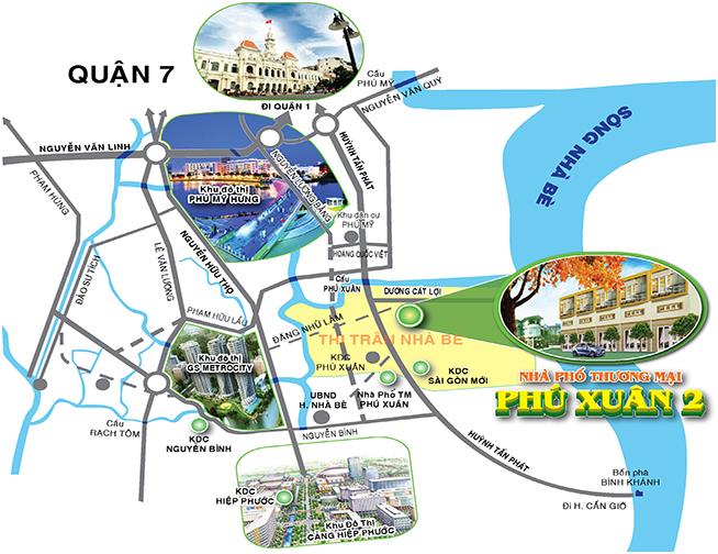 Vị trí dự án Nhà phố thương mại Phú Xuân 2 Nhà phố thương mại Phú Xuân 2