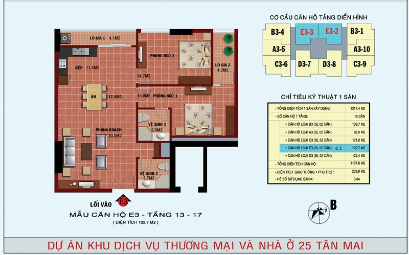 Thiết kế căn hộ E3-2, B3-3
