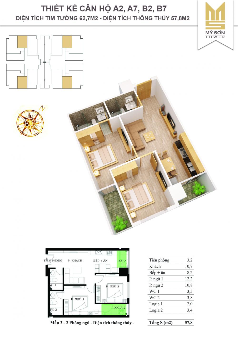 Thiết kế căn hộ A2, A7, B2, B7
