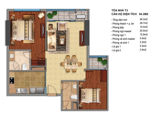 Thiết kế căn hộ 04 T3-04, T3-05, T3-12B, T3-15