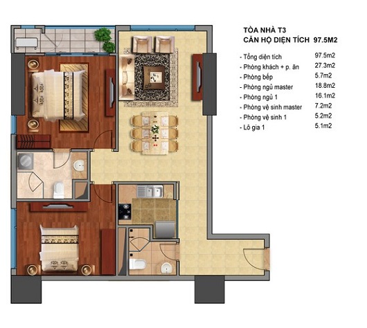 Thiết kế căn hộ T3-02, T3-03, T3-16, T3-17