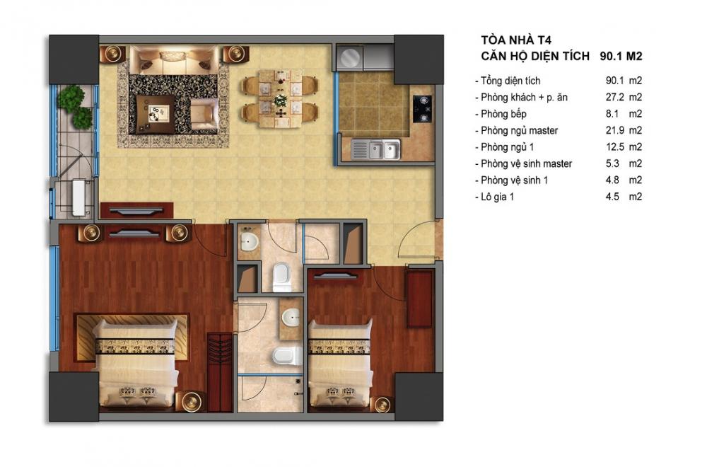 Thiết kế căn hộ T4-01, T4-18