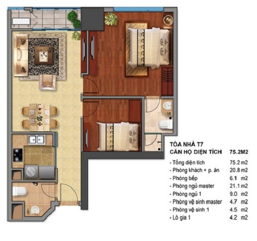 Thiết kế căn hộ T7-04, T7-05, T7-125, T7-12A