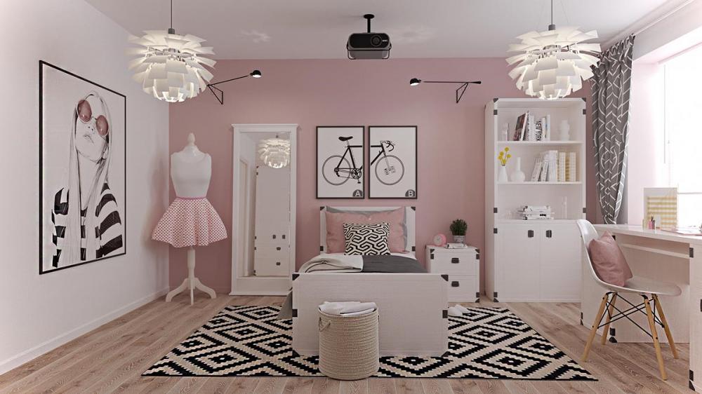 Bạn có thể trang trí phòng ngủ cho bé bằng những đồ nội thất màu hồng pastel xen lẫn màu trắng Những mẫu phòng ngủ vô cùng dễ thương dành cho bé gái