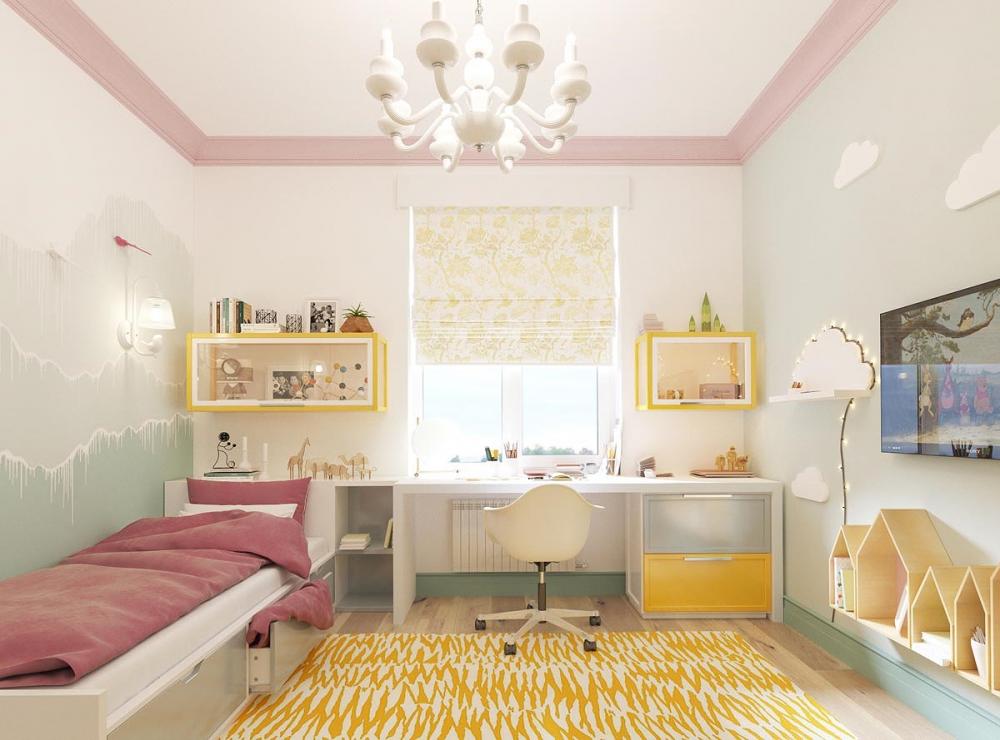 Ý tưởng trang trí phòng cho những cô bé cá tính là sử dụng những đồ nội thất có màu sắc rực rỡ Những mẫu phòng ngủ vô cùng dễ thương dành cho bé gái
